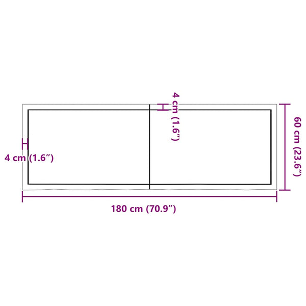vidaXL Table Top 180x60x(2-6) cm Solid Oak Untreated