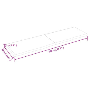 vidaXL Tabletop 220x60x(2-6) cm Solid Oak Untreated
