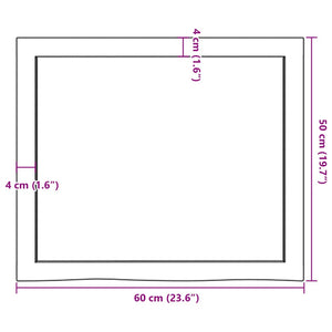 vidaXL Tabletop Light Brown 60x50x(2-6) cm Solid Oak Treated