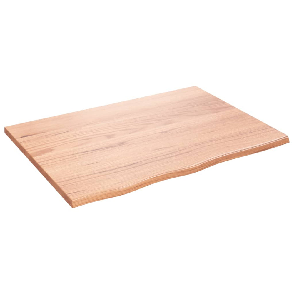 vidaXL Tabletop Light Brown 80x60x2 cm Solid Oak Wood Treated