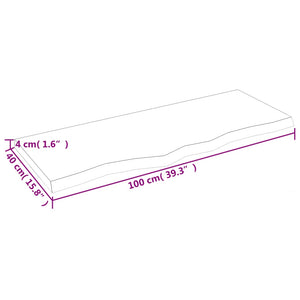 vidaXL Tabletop Light Brown 100x40x(2-4)cm Solid Oak Treated