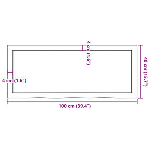 vidaXL Tabletop Light Brown 100x40x(2-4)cm Solid Oak Treated