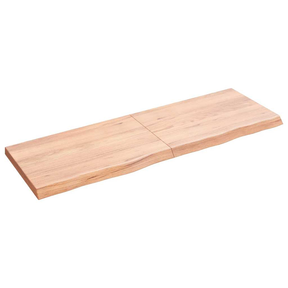 vidaXL Tabletop Light Brown 120x40x(2-4) cm Solid Oak Wood Treated