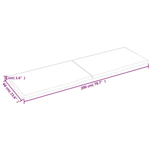 vidaXL Tabletop Light Brown 200x60x(2-4)cm Solid Oak Wood Treated