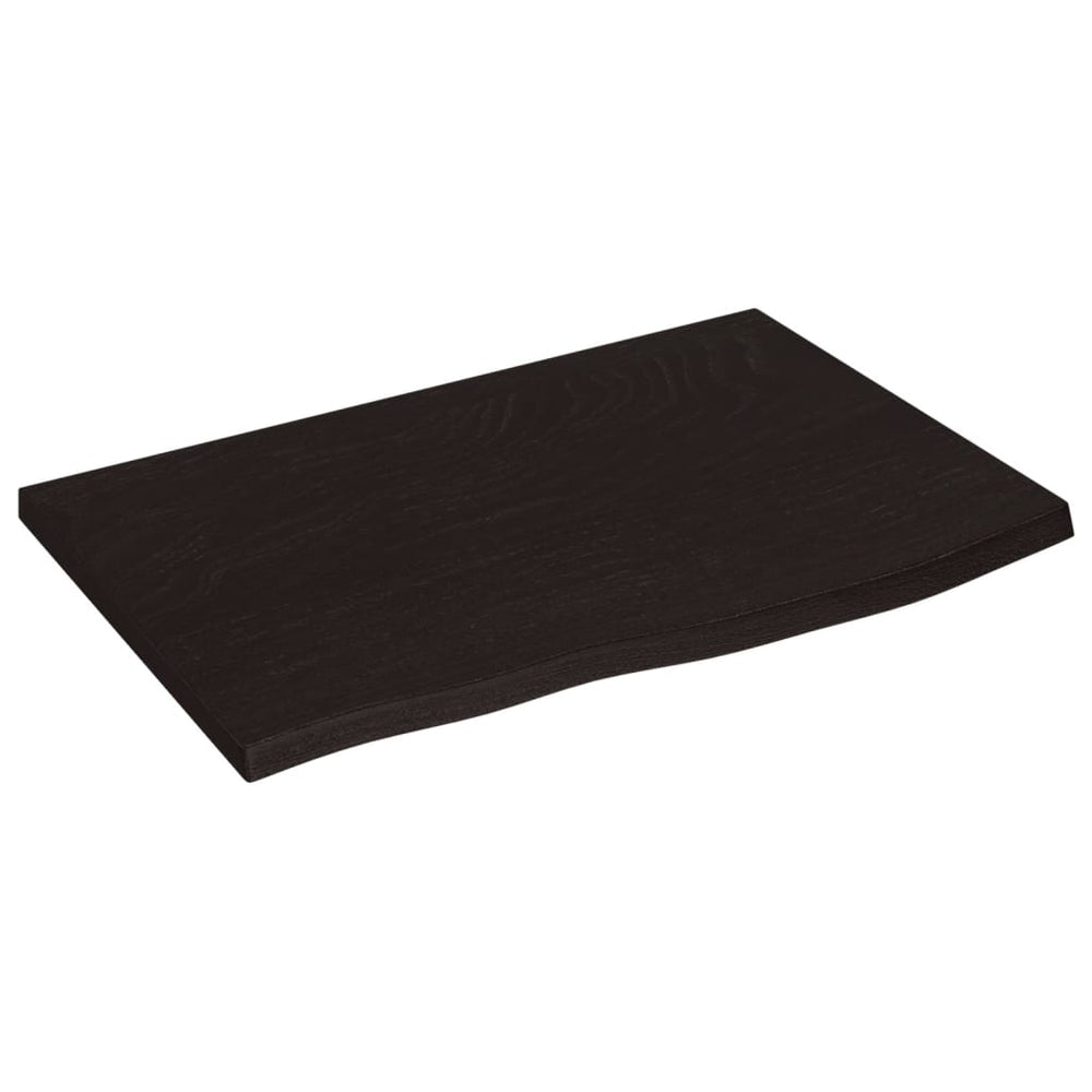 vidaXL Tabletop Dark Brown 60x40x2 cm Solid Oak Wood Treated