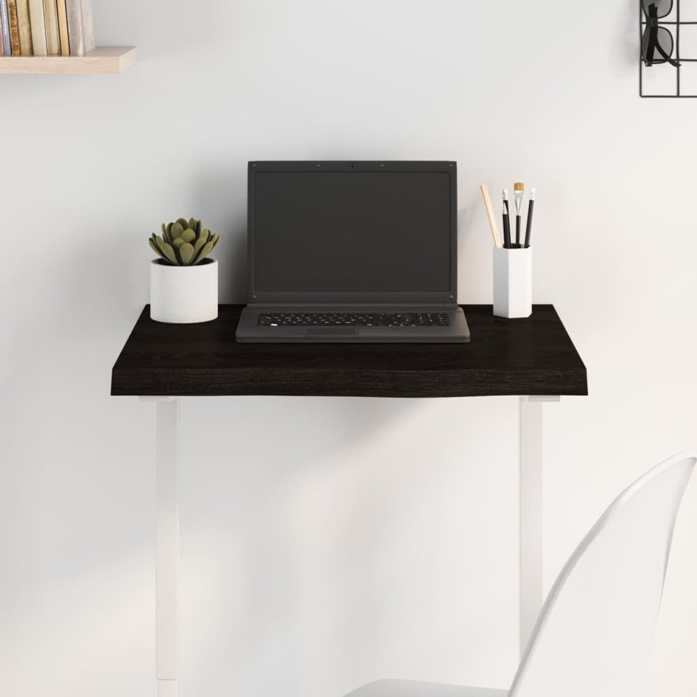 vidaXL Tabletop Dark Brown 60x40x(2-4) cm Solid Oak Wood