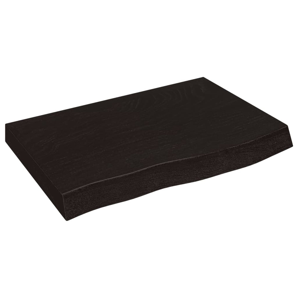 vidaXL Tabletop Dark Brown 60x40x(2-6)cm Solid Oak Wood