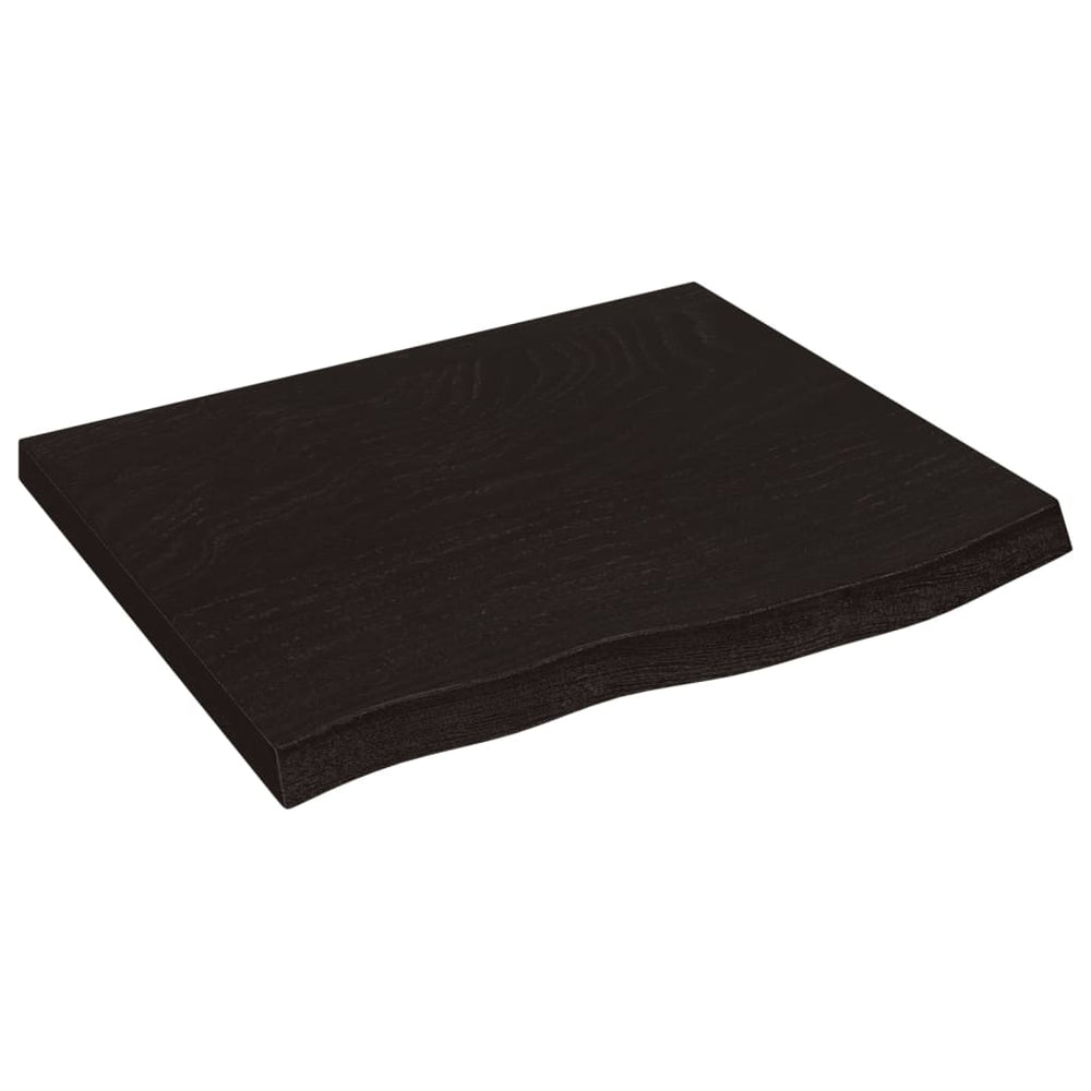 vidaXL Tabletop Dark Brown 60x50x(2-4) cm Solid Oak Wood