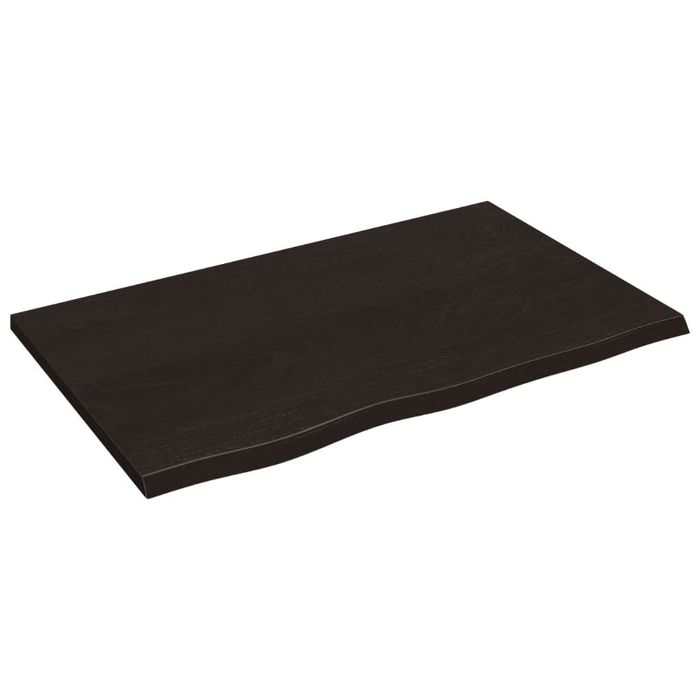 vidaXL Table Top Dark Brown 80x50x2 cm Solid Oak Wood Treated