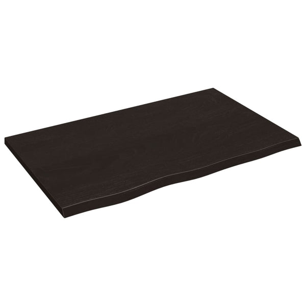 vidaXL Table Top Dark Brown 80x50x2 cm Solid Oak Wood Treated