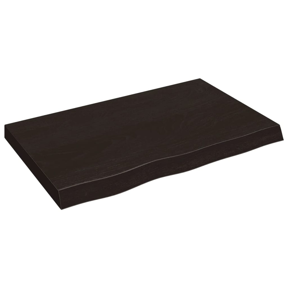 vidaXL Tabletop Dark Brown 80x50x(2-6)cm Solid Oak Wood