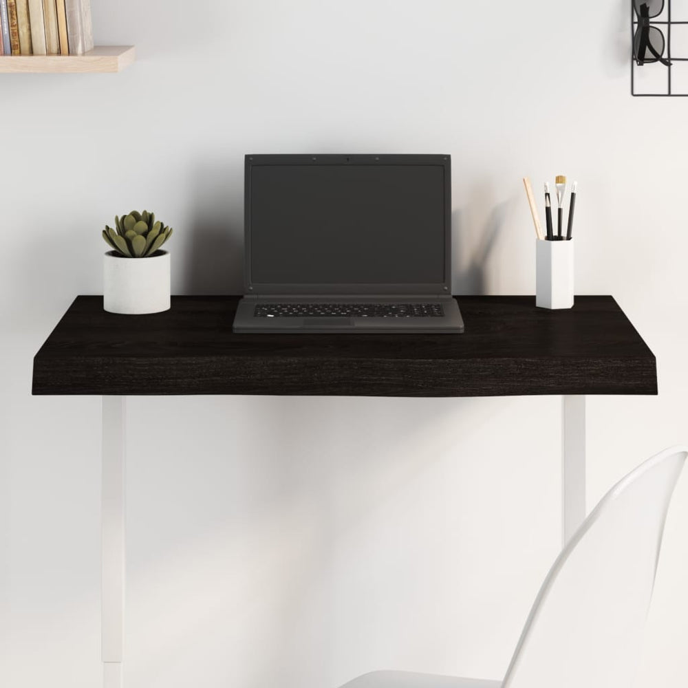 vidaXL Tabletop Dark Brown 80x50x(2-6)cm Solid Oak Wood