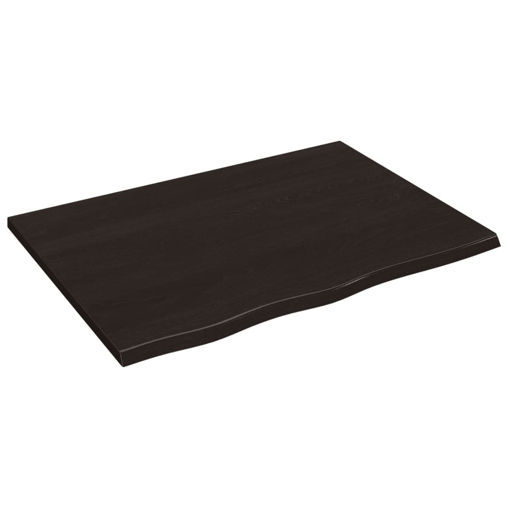 vidaXL Tabletop Dark Brown 80x60x2 cm Solid Oak Wood Treated