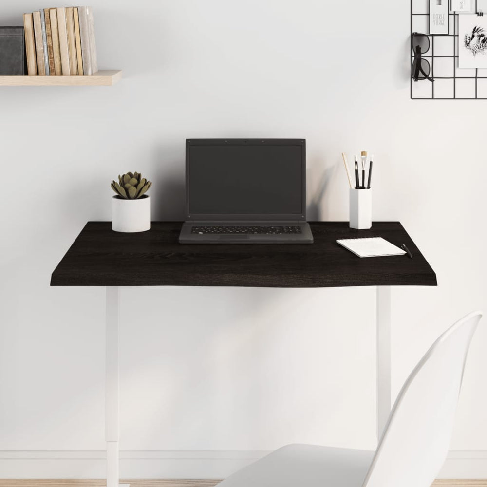 vidaXL Tabletop Dark Brown 80x60x2 cm Solid Oak Wood Treated