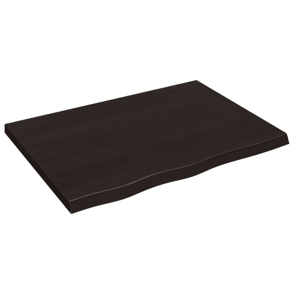 vidaXL Tabletop Dark Brown 80x60x(2-4) cm Solid Oak Wood
