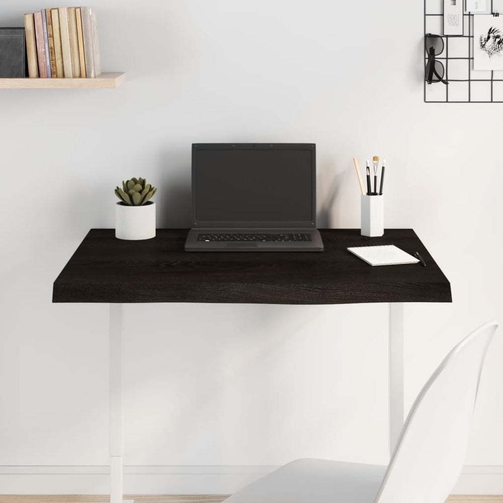 vidaXL Tabletop Dark Brown 80x60x(2-4) cm Solid Oak Wood