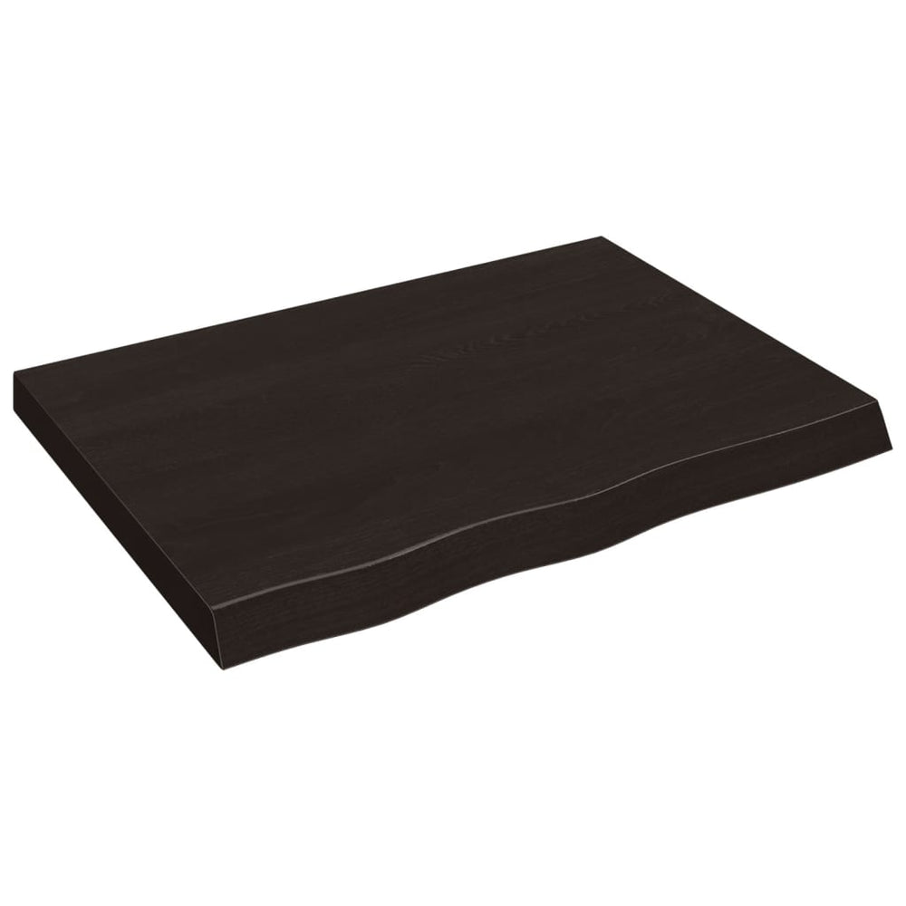 vidaXL Tabletop Dark Brown 80x60x(2-6)cm Solid Oak Wood