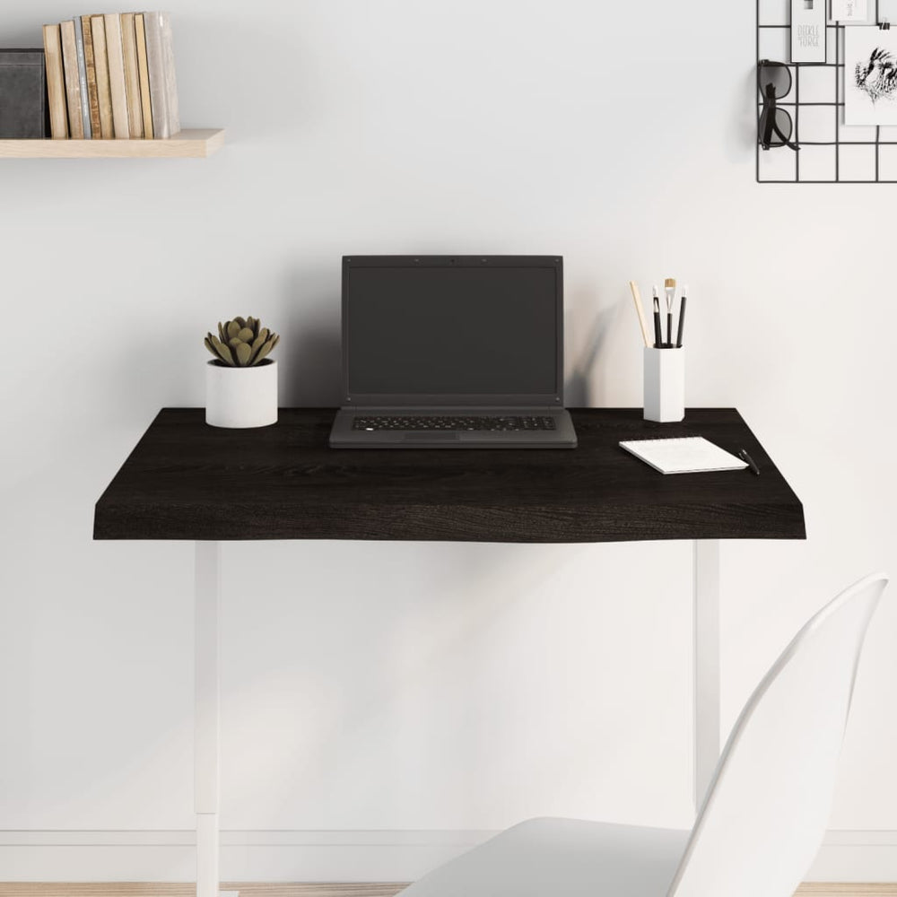 vidaXL Tabletop Dark Brown 80x60x(2-6)cm Solid Oak Wood