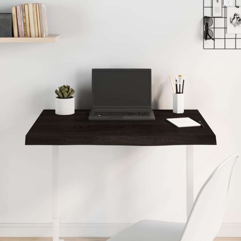 vidaXL Tabletop Dark Brown 100x40x2 cm Solid Oak Wood Treated