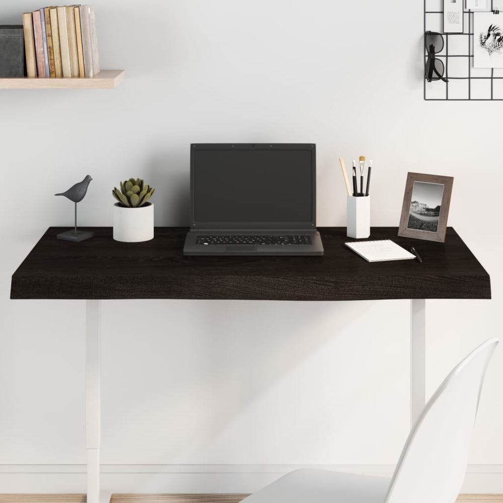 vidaXL Tabletop Dark Brown 100x40x(2-6)cm Solid Oak Wood