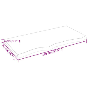 vidaXL Tabletop Dark Brown 100x50x(2-4) cm Solid Oak Wood