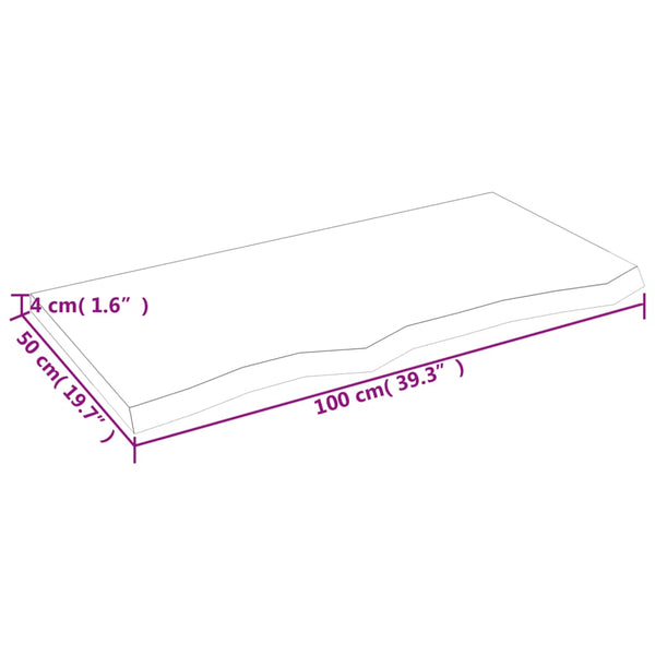 vidaXL Tabletop Dark Brown 100x50x(2-4) cm Solid Oak Wood