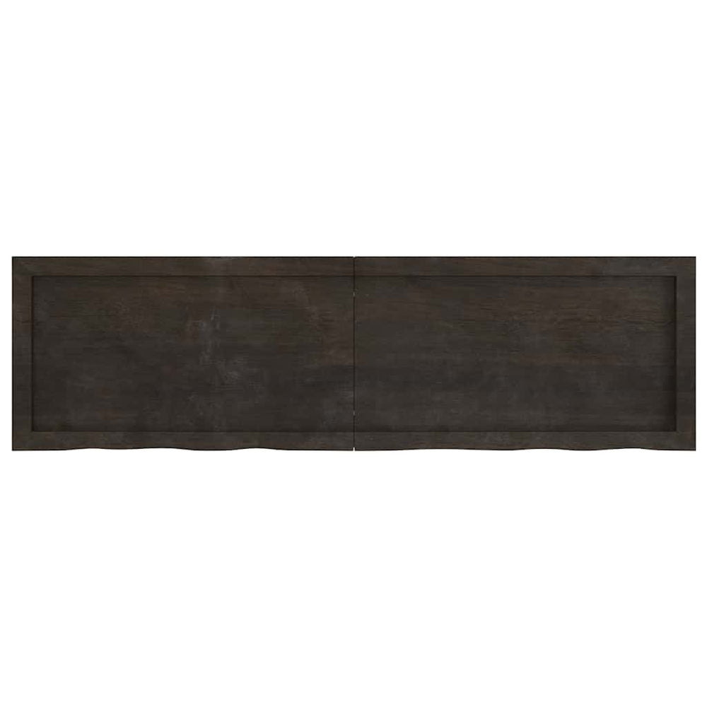vidaXL Tabletop Dark Brown 140x40x(2-4)cm Solid Oak Wood