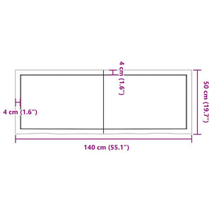vidaXL Table Top Dark Brown 140x50x(2-6)cm Solid Oak Wood