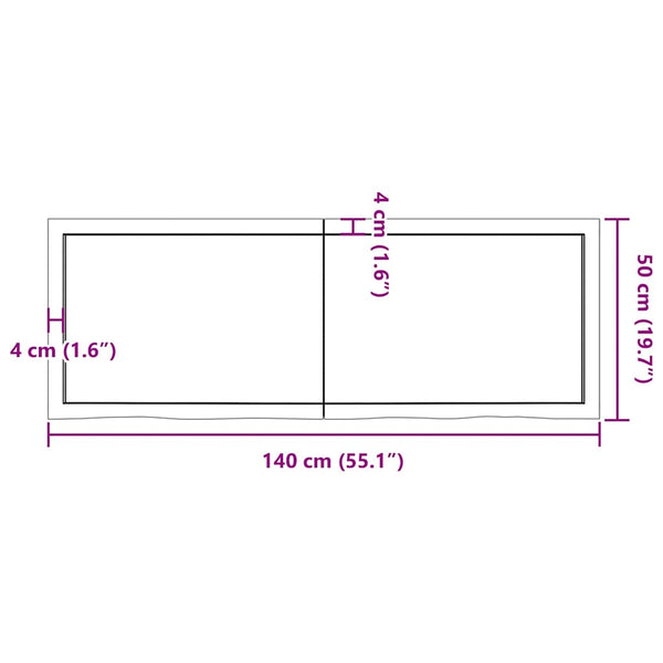 vidaXL Table Top Dark Brown 140x50x(2-6)cm Solid Oak Wood