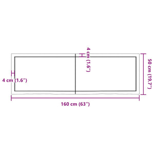 vidaXL Tabletop Dark Brown 160x50x(2-4)cm Solid Oak Wood