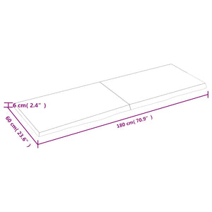 vidaXL Tabletop Dark Brown 180x60x(2-6)cm Solid Oak Wood