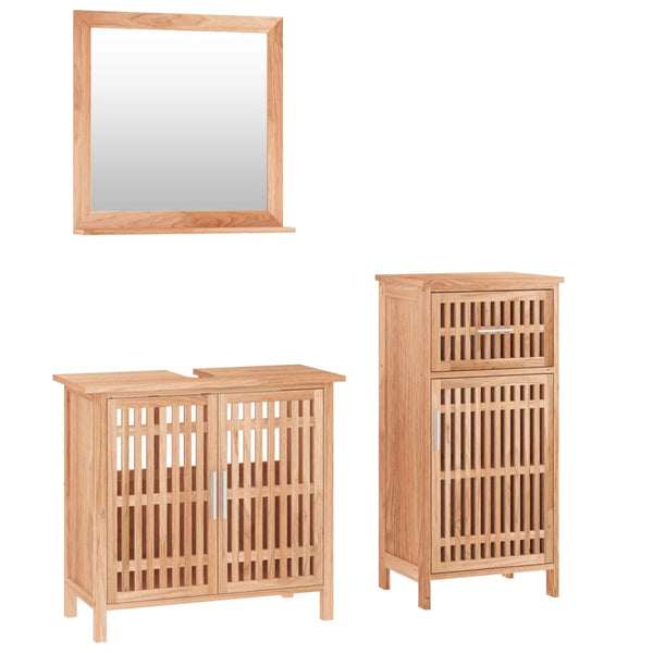 vidaXL 3-Piece Solid Walnut Bathroom Furniture Set