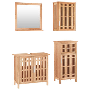 vidaXL 4-Piece Solid Walnut Bathroom Furniture Set
