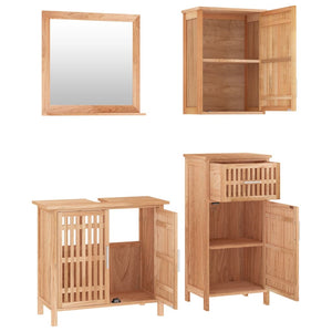 vidaXL 4-Piece Solid Walnut Bathroom Furniture Set