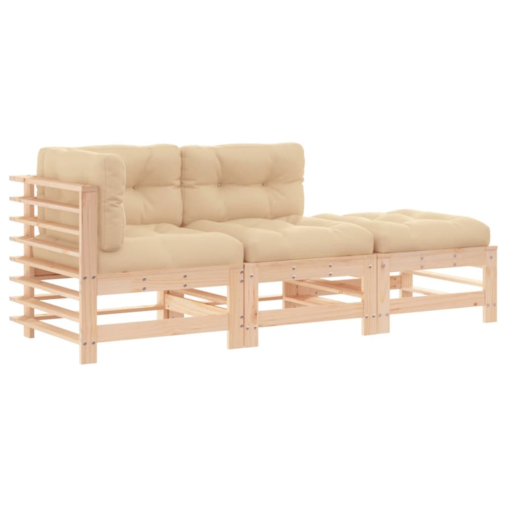 vidaXL 3-Piece Garden Lounge Set with Cushions Solid Wood