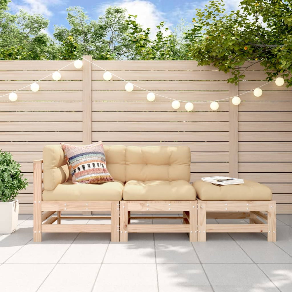 vidaXL 3-Piece Garden Lounge Set with Cushions Solid Wood