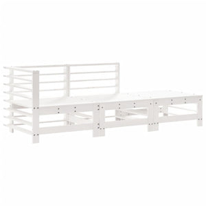 vidaXL 3-Piece Garden Lounge Set with Cushions White Solid Wood