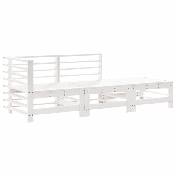 vidaXL 3-Piece Garden Lounge Set with Cushions White Solid Wood