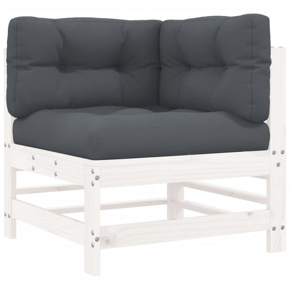 vidaXL 3-Piece Garden Lounge Set with Cushions White Solid Wood