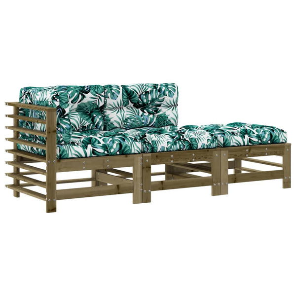 vidaXL 3-Piece Garden Lounge Set with Cushions Impregnated Pinewood