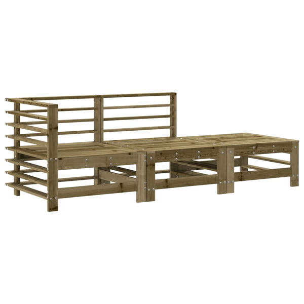 vidaXL 3-Piece Garden Lounge Set with Cushions Impregnated Pinewood