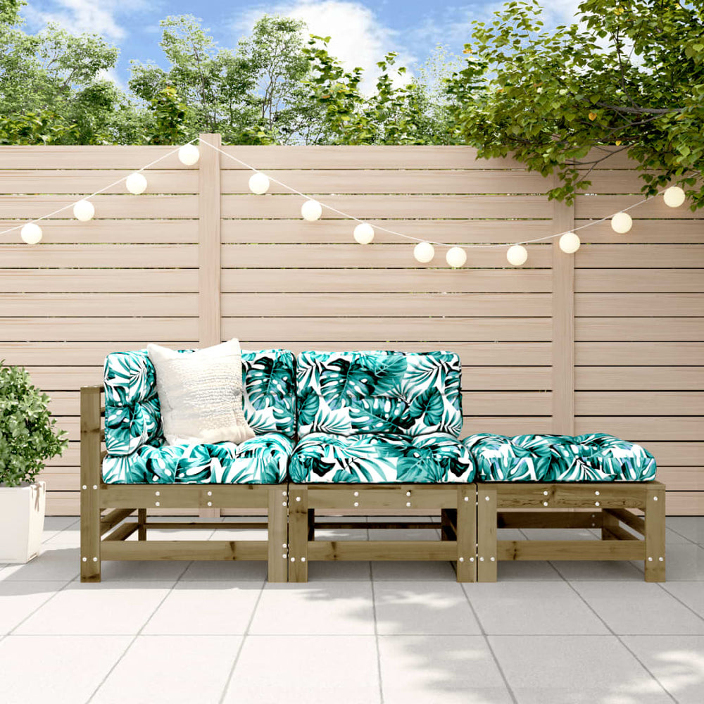 vidaXL 3-Piece Garden Lounge Set with Cushions Impregnated Pinewood