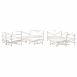 vidaXL 10-Piece Garden Lounge Set with Cushions White Solid Wood