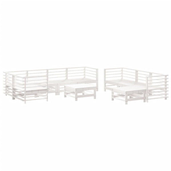 vidaXL 10-Piece Garden Lounge Set with Cushions White Solid Wood