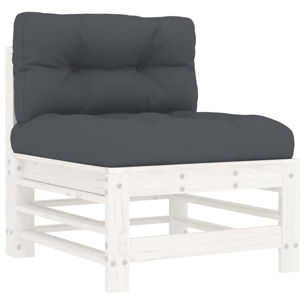 vidaXL 10-Piece Garden Lounge Set with Cushions White Solid Wood