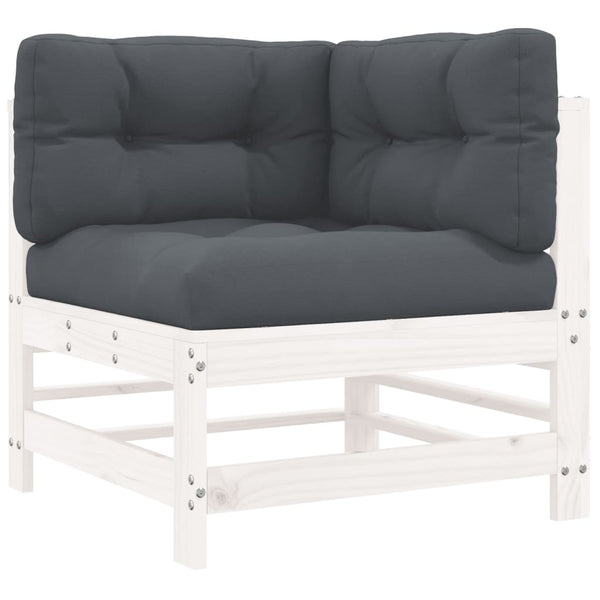 vidaXL 10-Piece Garden Lounge Set with Cushions White Solid Wood