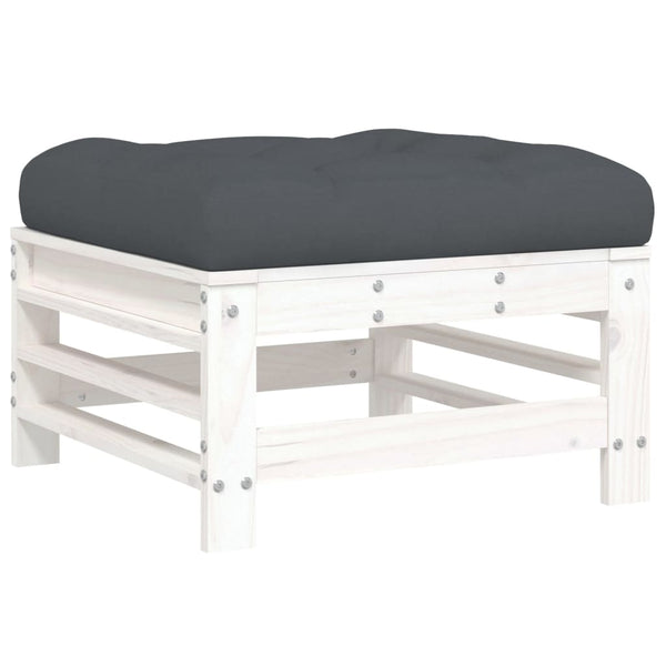 vidaXL 10-Piece Garden Lounge Set with Cushions White Solid Wood