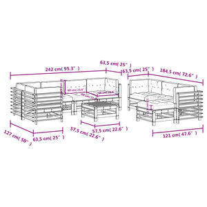 vidaXL 10-Piece Garden Lounge Set with Cushions White Solid Wood