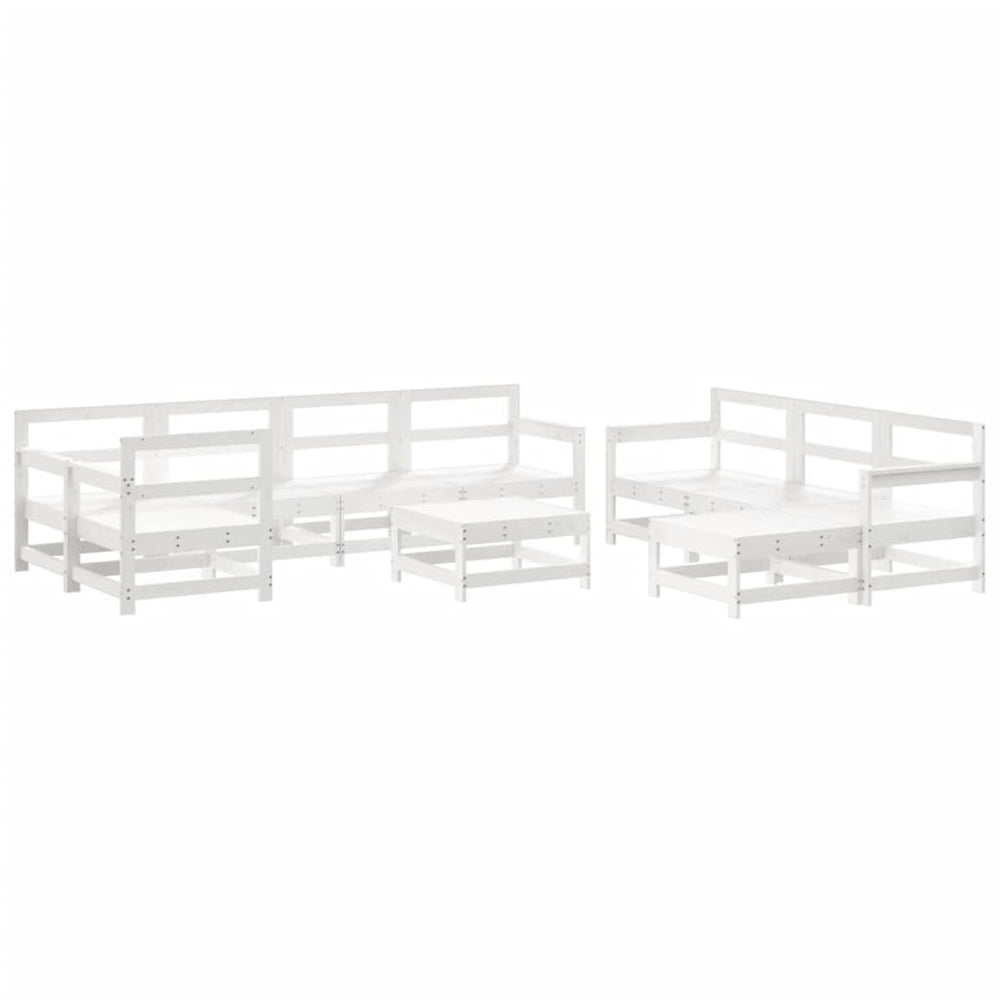 vidaXL 10-piece Garden Lounge Set White Solid Pine Wood