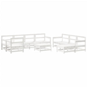 vidaXL 10-piece Garden Lounge Set White Solid Pine Wood